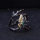 Jewelry Abiding Natural Garnet Stone Set 925 Sterling Silver Ring Earring Gold Plated Jewelry Sets For Women