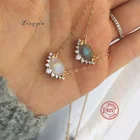 Gemstone Necklace Womens Gemstone 925 Sterling Silver Rainbow Moonstone Pendant Necklace