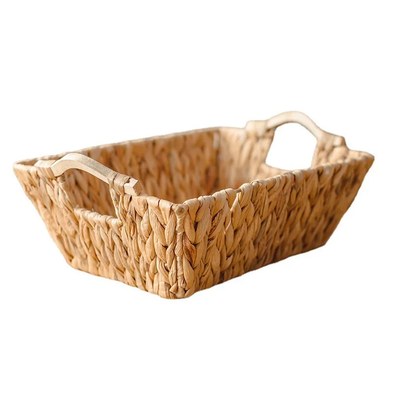 Natural Hand-Woven Water Hyacinth Organizer Kitchen Utensils Storage Basket Stand