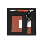 Logo Corporate Office Business Gift Custom Logo Corporate Gift Set Advertising Luxury Promotional Pen And Keychain Set