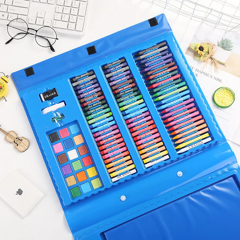 Custom Non-Toxic Plastic Kids Painting Drawing Art Set Coloring Book Stationery Set with Easel for Kids