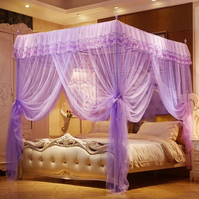 180*200*190Cm Romantic Princess Queen Size Double Canopy Tent Mesh Embroidery Lace Pleated Mosquito Net For Bed