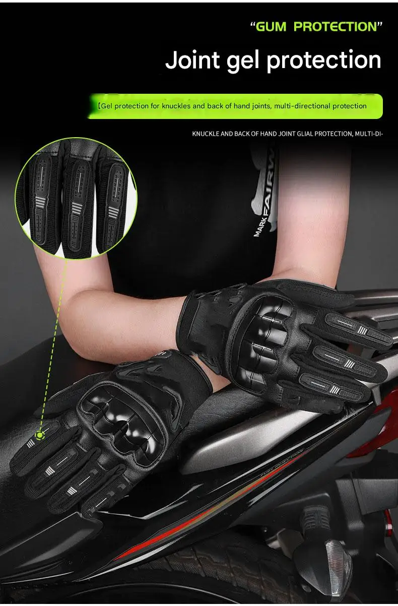 Long Finger Touch Screen Breathable Anti-Fall Gloves for Spring Summer Off-Road Riding Essential Motorcycle Accessory for Rider