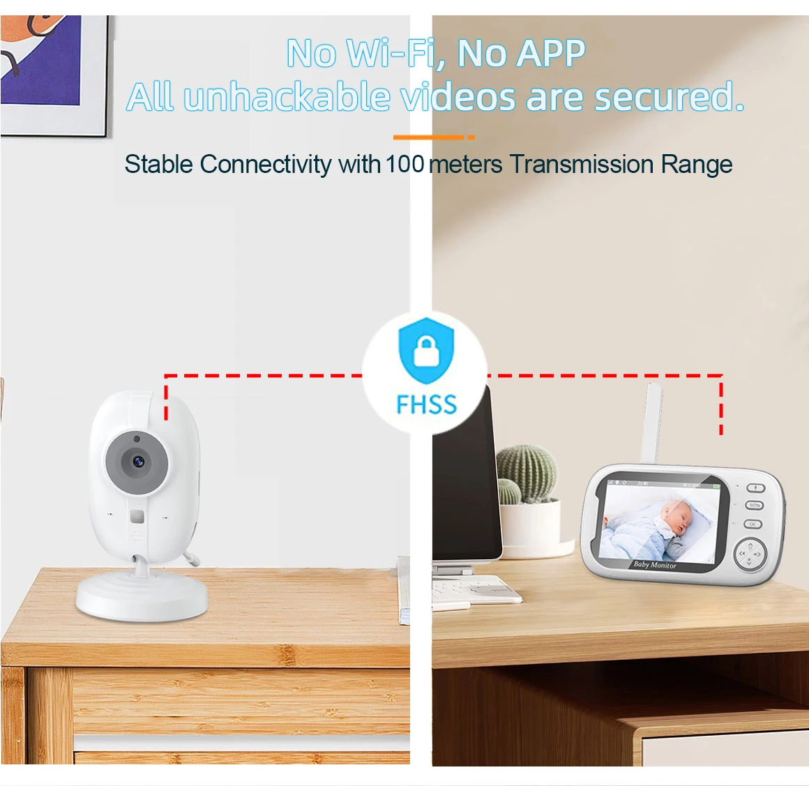 VB603 720P HD 3.5Inch Screen Temperature Cry Sound Detection Two Way Talk Audio Video 2.4G wireless Camera Baby Monitor