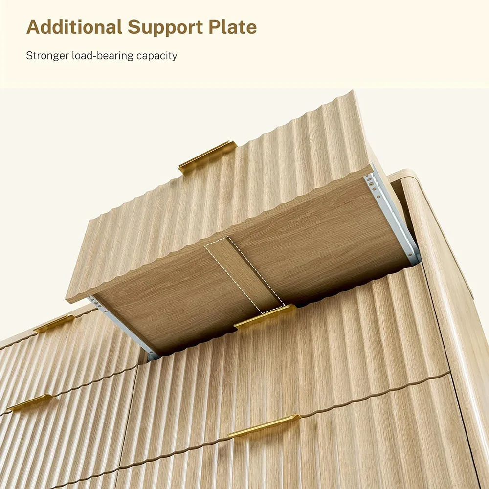 product nu deco fluted modern dresser 9 drawers 63 wide wood with metal handles mdf panel for bedroom living room storage-5