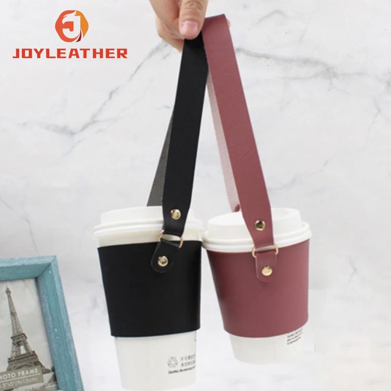 Simple Portable Cover Retro Creative Internet Celebrity Milk Tea Coffee PU Leather Cup Sleeves Holder