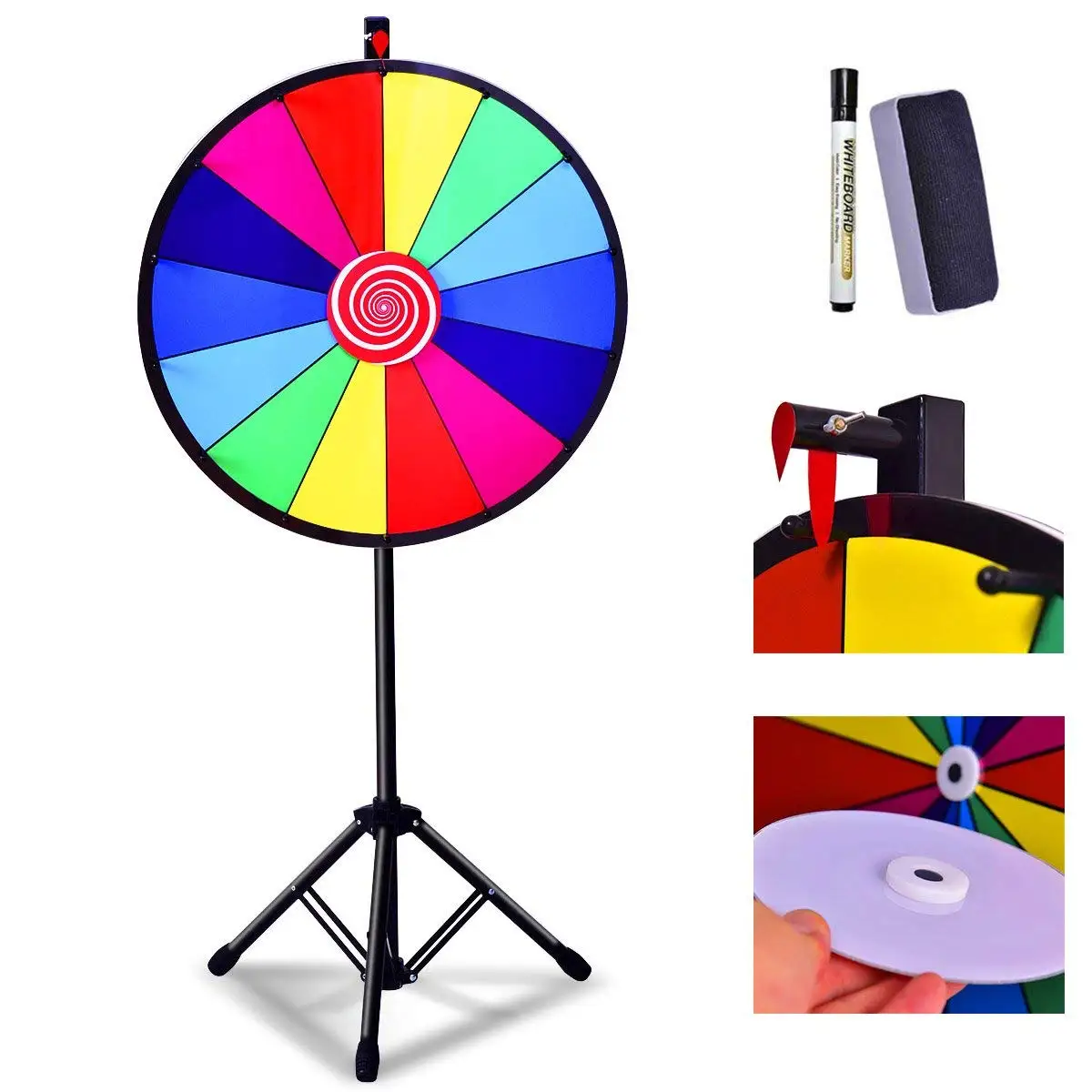 24" Green and White Promotional Dry Erase Spinning Prize Wheel 