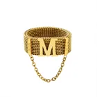 Rings Ring Factory New Product Creative Letters M Tassel Chain Rings Titanium Steel Finger Ring For Women