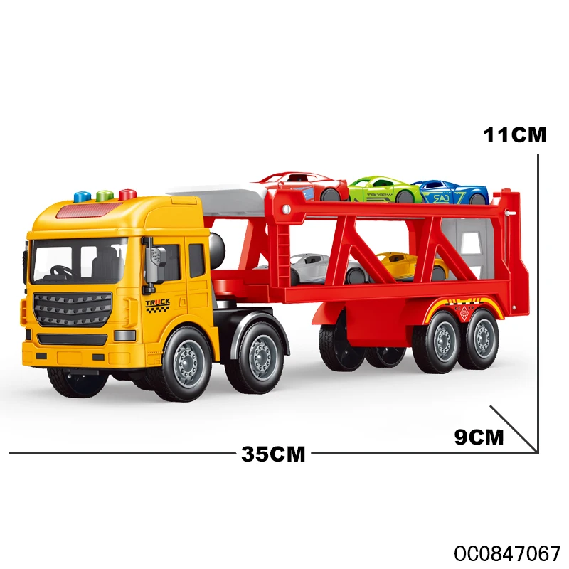 Friction car transporter carrier car truck trailers toys for kids with light sound