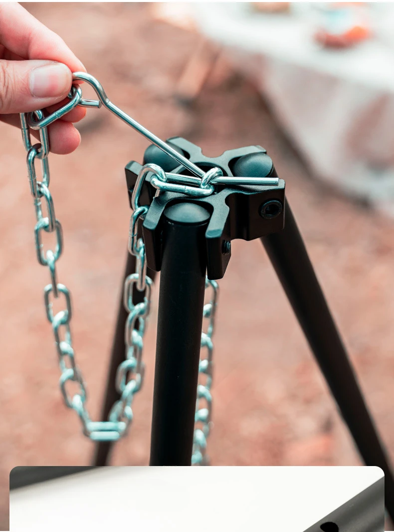 3 Sections Outdoor Camping Cooking Stand Durable Aluminum Alloy Tripod Hanging BBQ Grill for Campfire Picnic