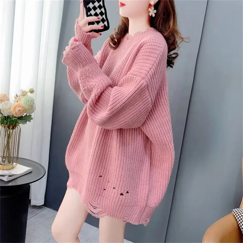 Autumn Winter New Half-Turtleneck Sweater Women Loose Versatile Lantern Sleeve Knitwear For Lady