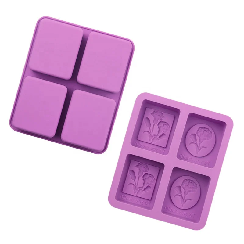 Custom 4 Cavity Rose Silicone Kids Soap Mold Handmade Logo Soap Mold With Pattern For Soap Making
