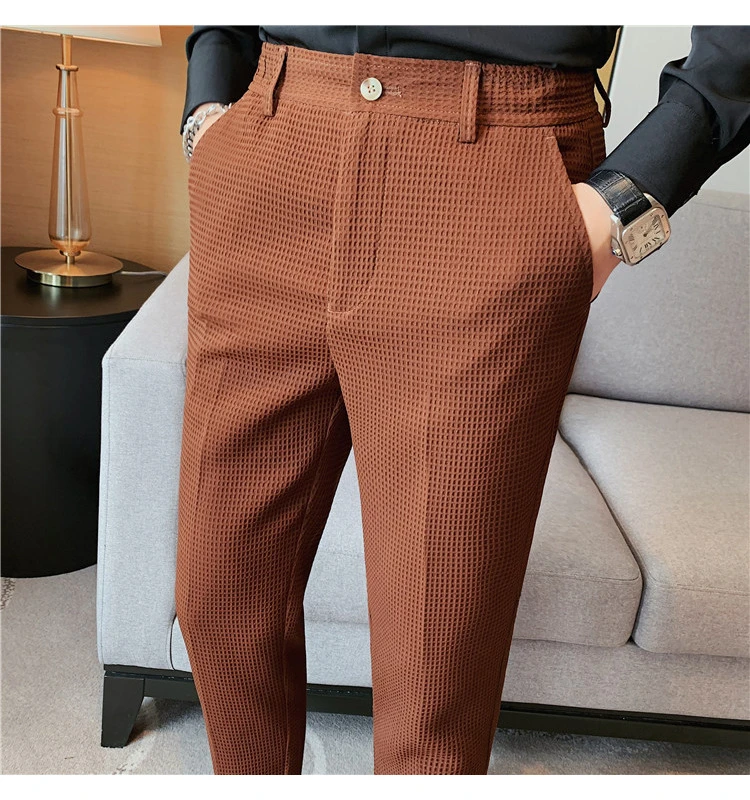 Popular new casual dress pants solid color nine-point pants fashion men's dress pants