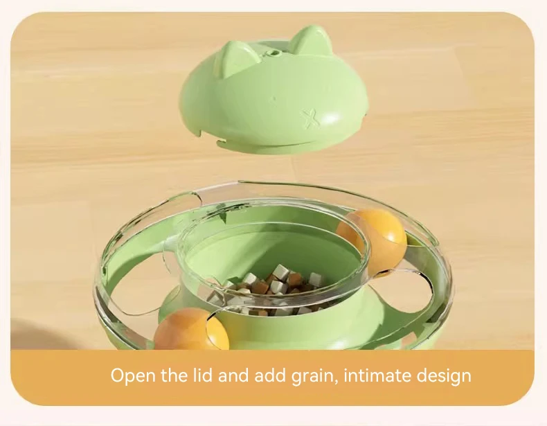 New 3in1 Cat Turntable Toy With Feather Ball Cat Leakage Food Toy Turntable Interactive Teasing Cat Toys Pet Products supplier