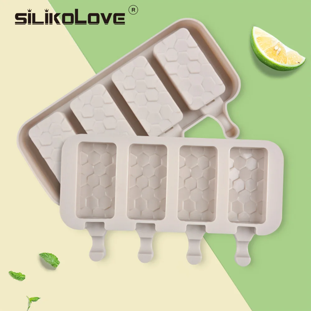 JSC3599 New Silicone Ice Cream Molds Sustainable and Stocked for DIY Popsicle Ice-Lolly Ice Candy Making