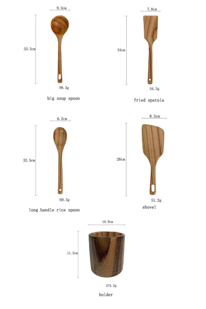 High Quality 4pcs set Natural Nanmu Wood Utensils Wood kitchen Spatula set Patented Product