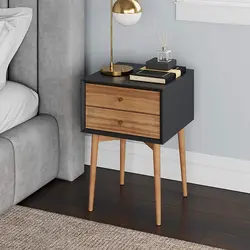 NOVA Bedroom Living Room 2 Drawer Wood Nightstand Bedside Table End Table With 4 Sturdy Leg