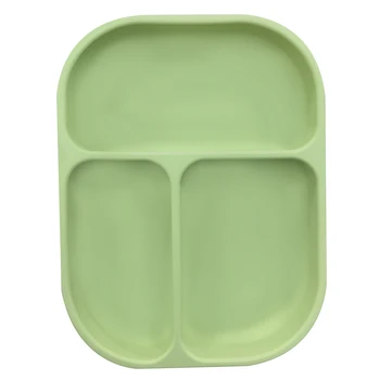 2024 New Three Compartment Silicone Plate Children's Dining Cutlery With Suction Cup Square Serving Plates