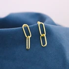 Oval Earrings Oval Wholesale Designer Inspired Style Copper 14K Gold Plated Hollow Geometric Double Ring Oval Earrings