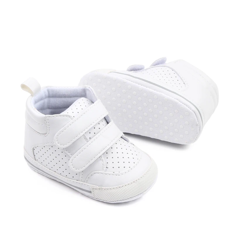 Spring and Autumn New 0-1 Year Old Baby PU Leather Solid Color High Top Mesh Breathable Baby Walking Shoes supplier