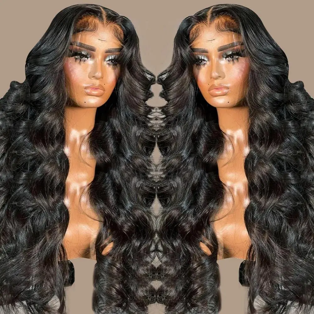 200% Density Full 360 Lace Front Wigs Human Hair HD Transparent Lace Front Wigs Pre-Plucked With Baby Hair Body Wave Lace Front
