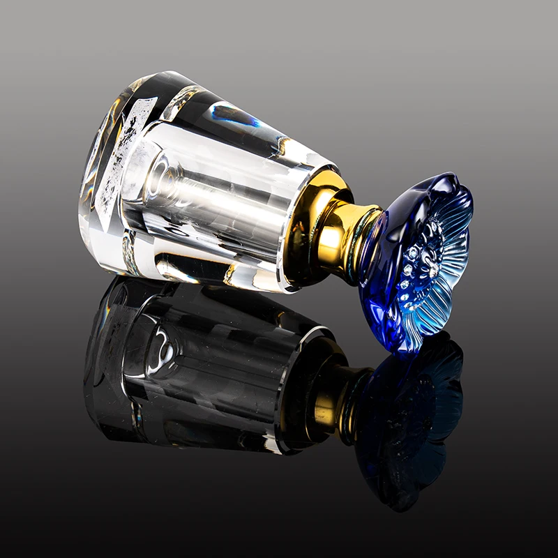 product cheap wholesale blue floret 12ml fashionable glass empty bottle can be customized elegant crystal perfume bottle-10