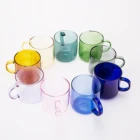 Glass Glass Glass With Handle Worth Buying Low Price 350ml High Borosilicate Colored Thick Reusable Glass Cup With Handle