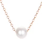 Pearl Emanco Elegant Mothers Day Gift Stainless Steel Necklace With 4mm Pearl Pendant Thin Chain