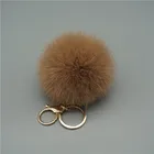Ball Ring 2020 Wholesale Puff Rabbit Fur Ball Key Chain With Golden Ring
