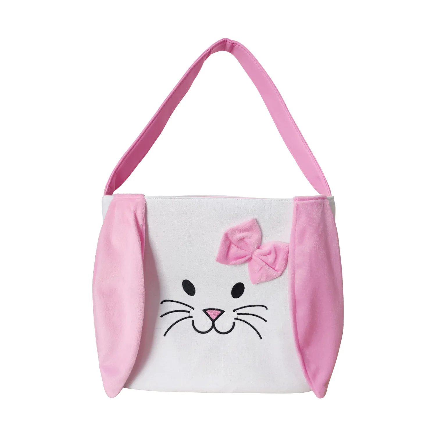 OEM & ODM New Creative Easter Bunny bag Canvas Happy Easter Cotton  Gift Bag Cut Bunny Easter Basket Bunny handbag With Handle