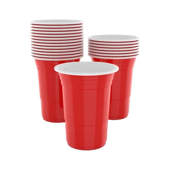 16oz Disposable Plastic Red Party Beer Pong Cup