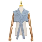Vest Summer CHICEVER Irregular Cross Denim Vest Casual 2020 Summer Fashion Women Crop Top