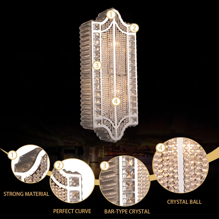 Modern Crystal Stainless Steel Sconces Gorgeous E14 Lighting Wall Lamp
