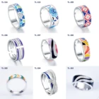 Rings Rings Trendy Heart Shape Enamel Rings For Women In 925 Silver Channel Setting Zircon Blue