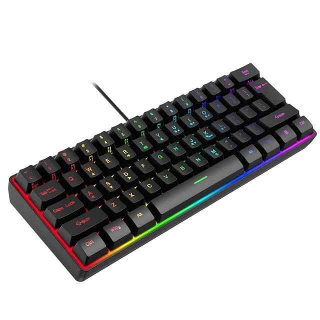 K401 mini keyboard wired 61 keys RGB 60 percent keyboard gaming keyboard