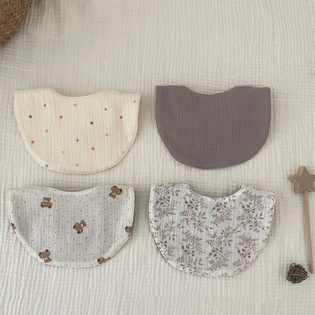 Snap Muslin Cotton Baby Bibs Infants Feeding Bib 6 Layers  Muslin Baby Bandana Burp Cloths Soft Drool Bibs for Toddlers