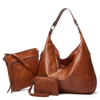 Fashion Large Designer lady tote hand bag Leisure handbags Hobo set bag pu leather cheaper tote bag for women