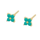 Turquoise Earrings Summer Trend Fashion Trend S925 Silver Simple Lotus Leaf Turquoise Diamond Earrings