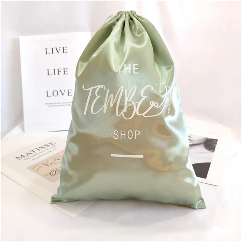 CH Wholesale High Quality Sustainable Custom Logo Small Luxury Gift Packaging Silk Satin Drawstring Jewelry Pouch Bag