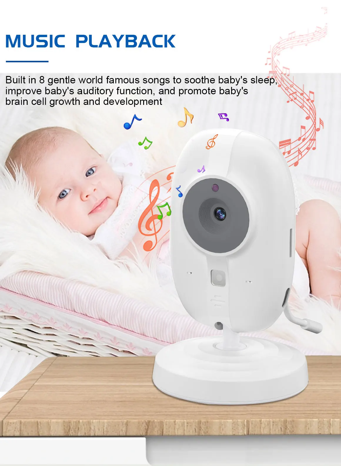 VB603 720P HD 3.5Inch Screen Temperature Cry Sound Detection Two Way Talk Audio Video 2.4G wireless Camera Baby Monitor