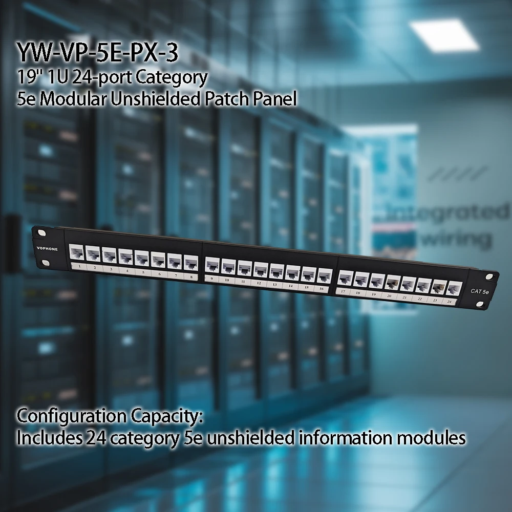 Best Price & Premium Quality 19" 1U 24-port Category 5e Modular Unshielded Patch Panel for Data Center Rack Mount Network Wiring supplier
