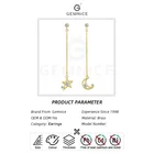 Gold Plated Dangle Earrings Gemnel Jewelry Brass 14k Gold Plated Long Chain Link Dangle Moon Star Drop Earrings