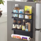 Rack Holder Spices Holder Rack 2 Tier Magnetic Fridge Organizer Spice Rack With Paper Towel Holder Side Fridge Rack