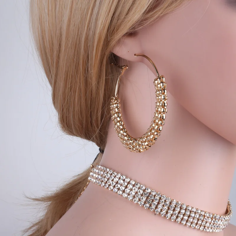 68mm 16k gold big hoop earring sets fancy copper quality african jewelry customized hoop earrings