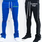 Pants Stacked Pants Men Men's Fashion European/American Fashion Stitching Solid Color Straight Stacked Pants
