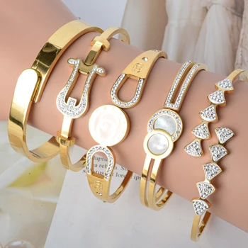 Fashion jewelry bijoux stainless steel bangle jewelry mixed assorted wrist lady bangle cheap random bangle 316l jewellery