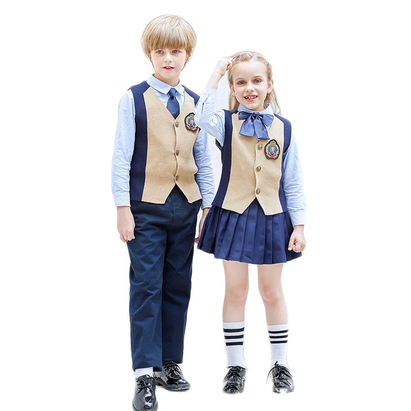 High School Uniform Oem School Uniform Autumn Winter Boys Girls  Vest+shirt+skirts/pants For Primary School Uniforms Customized - Buy Middle  School Uniform Oem School Uniform Sweater Vest,Custom