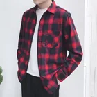 Shirt Custom Color Long Sleeve Yarn Dyed Cotton Woven Button Up Flannel Plaid Shirt For Men