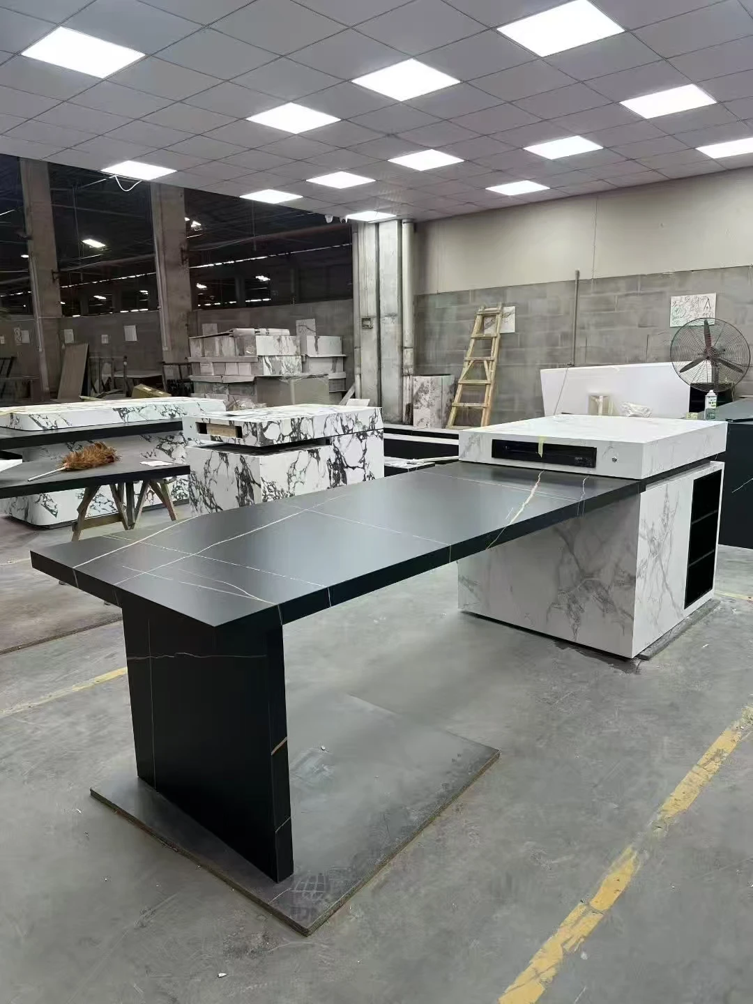 product ydstone light mobile dining table storage integrated kitchen cabinet sintered stone kitchen island counter top-3