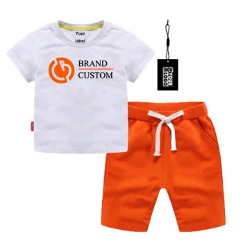 Amazon Free Shipping 100% cotton 180 5.3oz kids short set match the color you want kids suits clothing